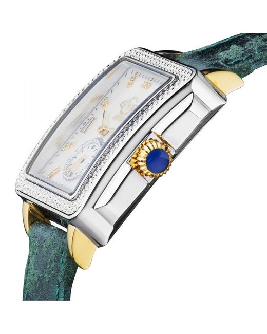 Gv2 Green 9255 Bari Swiss Quartz Diamond Watch Leather