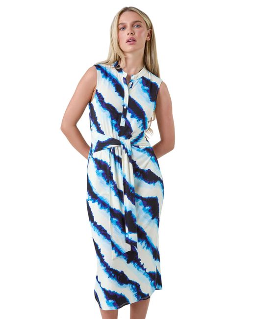 Roman Blue Petite Tie Dye Stretch Dress