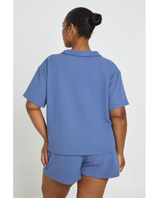 Boohoo Blue Plus Waffle Short