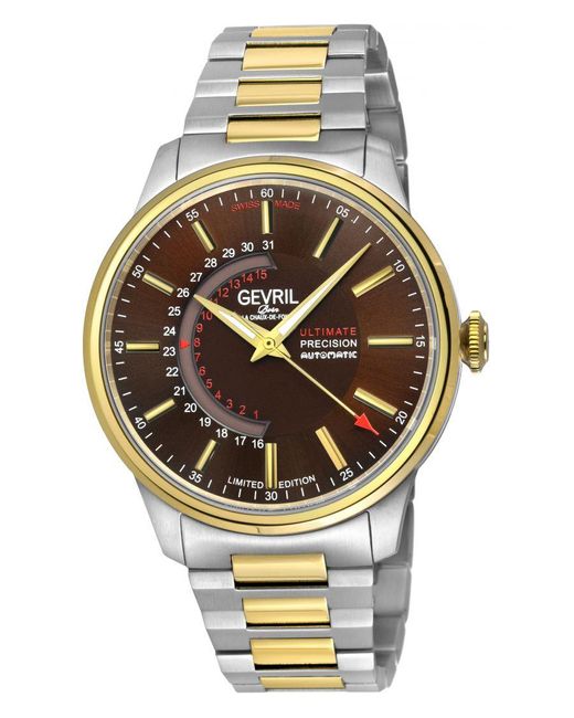 Gevril Metallic Guggenheim Automatic 316l Stainless Steel Brown Dial for men