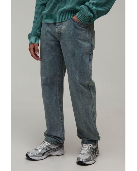 BoohooMAN Blue Essential Straight Fit Jeans for men