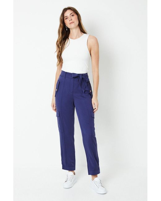 Wallis Blue Belted Utility Trouser