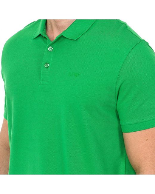 Armani Jeans Green Short-sleeved Polo Shirt With Lapel Collar 8n6f12-6j0sz Cotton for men