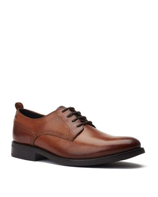 Base London Brown Newman Washed Leather Derby Shoes for men