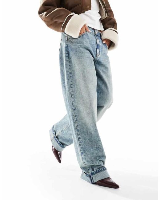 ASOS Blue Baggy Jean With Turn Up
