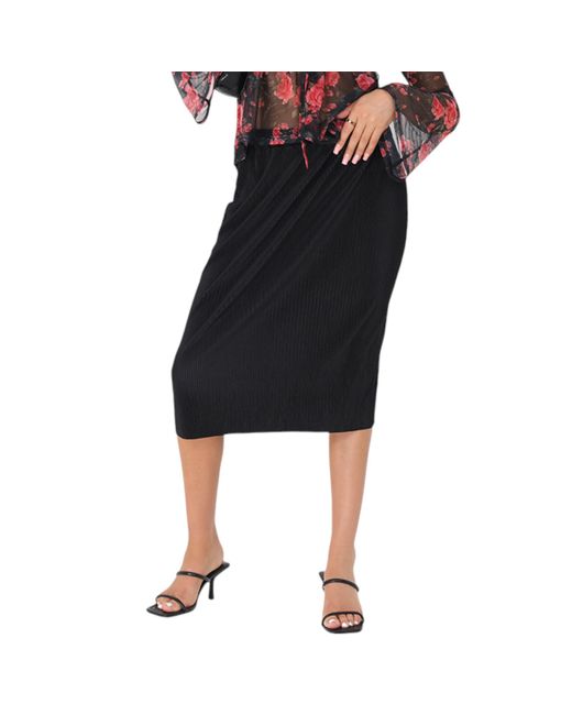 Brave Soul Black Elle Midi Skirts Elasticated Waist Ladies Casual Bottom