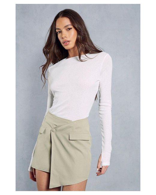 MissPap White Asymmetric Wrap Mini Skirt