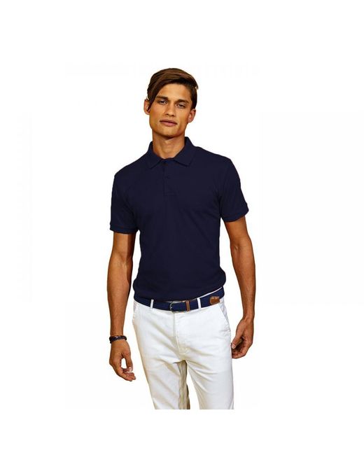 Asquith & Fox Blue Super Smooth Knit Polo Shirt for men