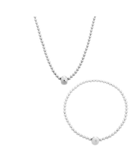 Orphelia Metallic 'Faye' 925 Sterling Set: Bracelet + Necklace