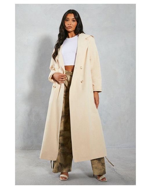 MissPap Natural Oversized Woven Boxy Trench Coat
