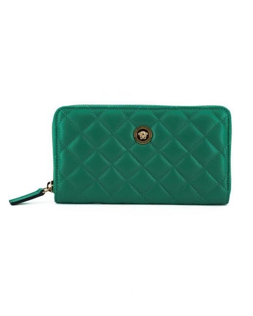 Versace Green Authentic Long Zip Around Wallet