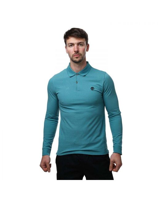Timberland Blue Millers River Ls Slim Polo Shirt for men