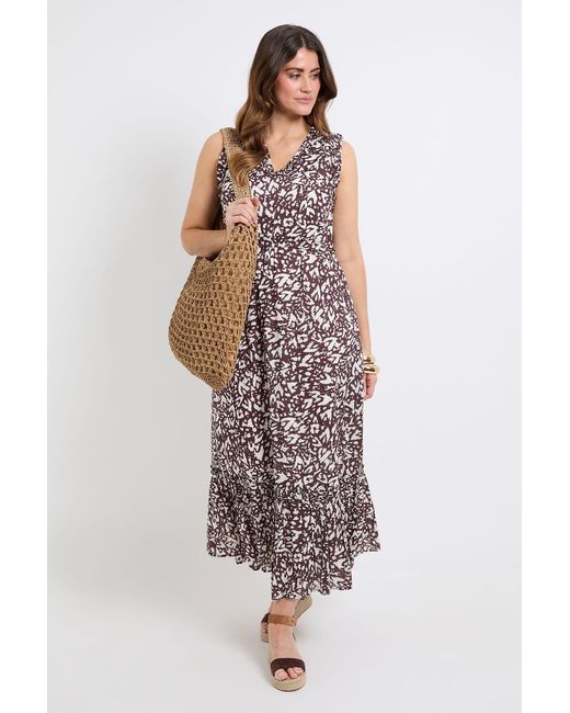Wallis Brown Summer Abstract Cotton Dobby Maxi Dress