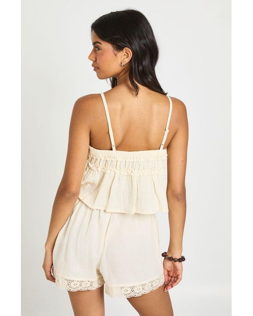 Boohoo White Cheesecloth Frill Detail Shirred Cami Top