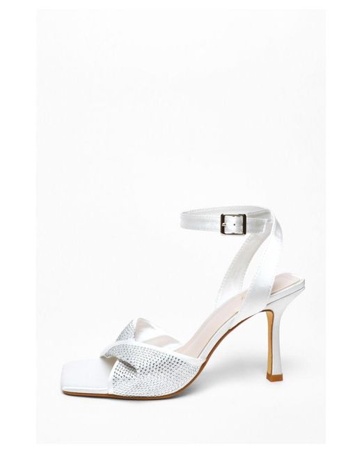 Quiz White Bridal Diamante Twist Heeled Sandals
