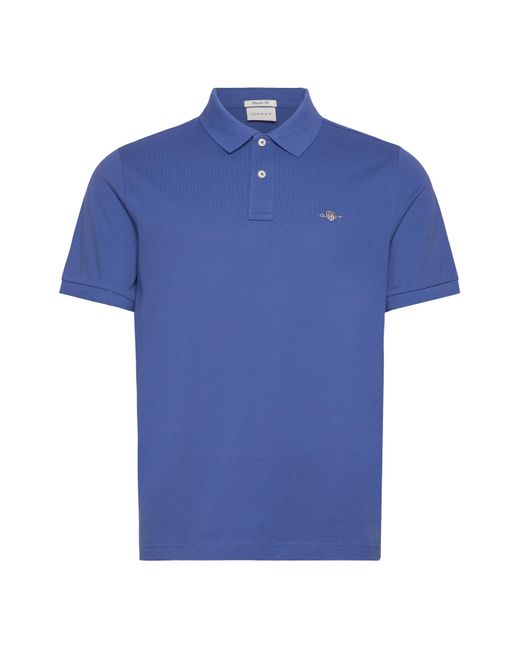 Gant Blue Polo Ss Regular Shield Pique Cotton for men