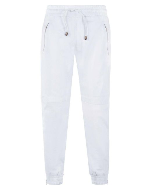 Infinity Leather White Jogging Bottoms-Boston for men