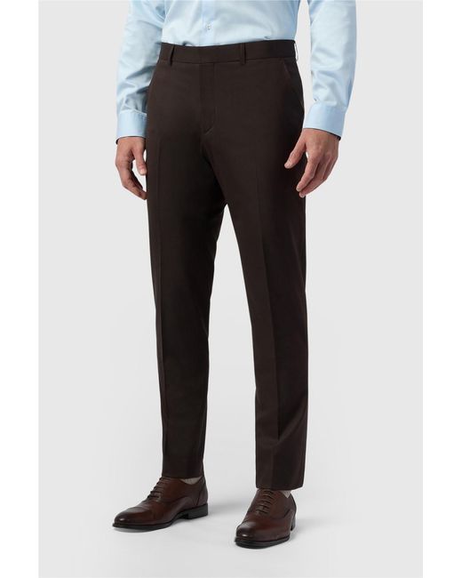 Limehaus Black Flat Fronted Tailored Suit Trousers for men
