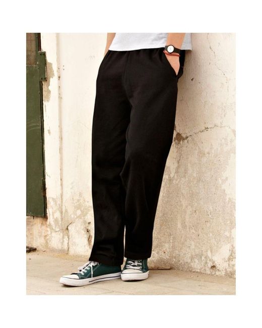 Fruit Of The Loom Black Open Hem Jog Pants Jogging Bottoms for men