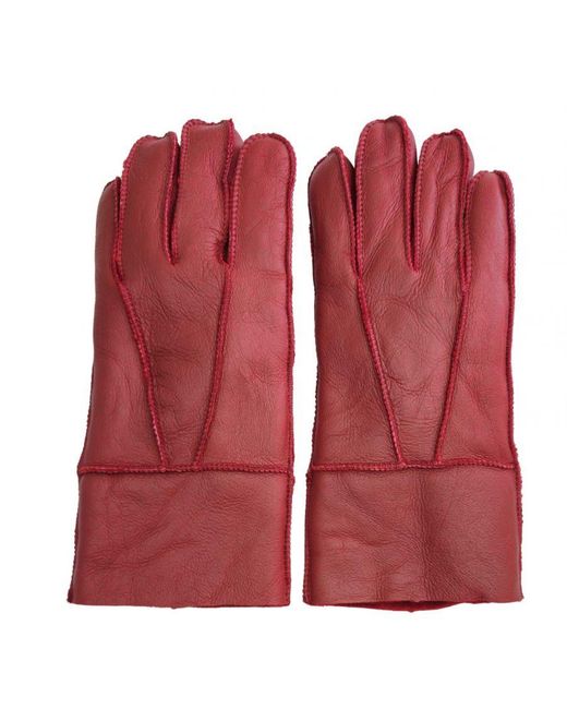 Infinity Leather Red Sheepskin Gloves With Roll Up/Down Cuff