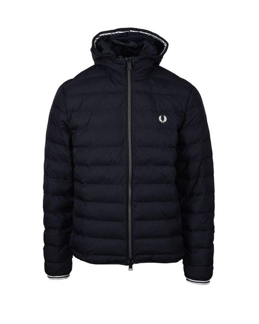 Fred Perry Blue Hooded Insulated Jacket for men