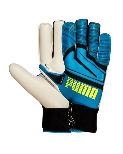 PUMA Blue Ultra Grip 1 Hybrid Goalkeeper Gloves for men