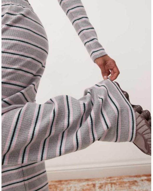 Reclaimed Vintage Gray Brushed Stripe Pull On Trouser Co-Ord