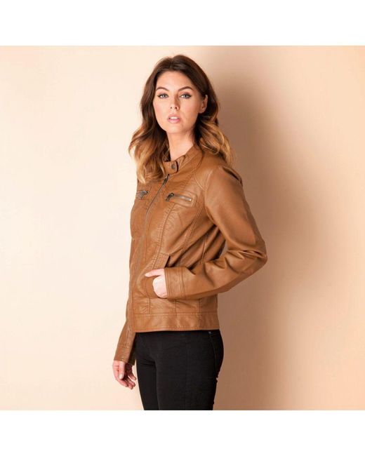 ONLY Natural Womenss Bandit Faux Leather Biker Jacket