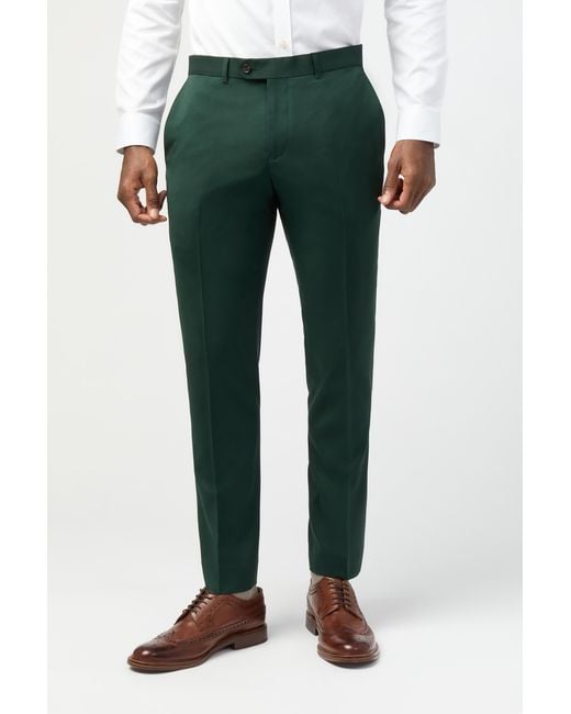 Alexandre Silver Label Green Tailored Fit Italian Super 100''s Bottle Twill Trousers Wool for men