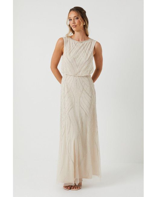 Oasis White Embellished V Back Bridesmaid Maxi Dress