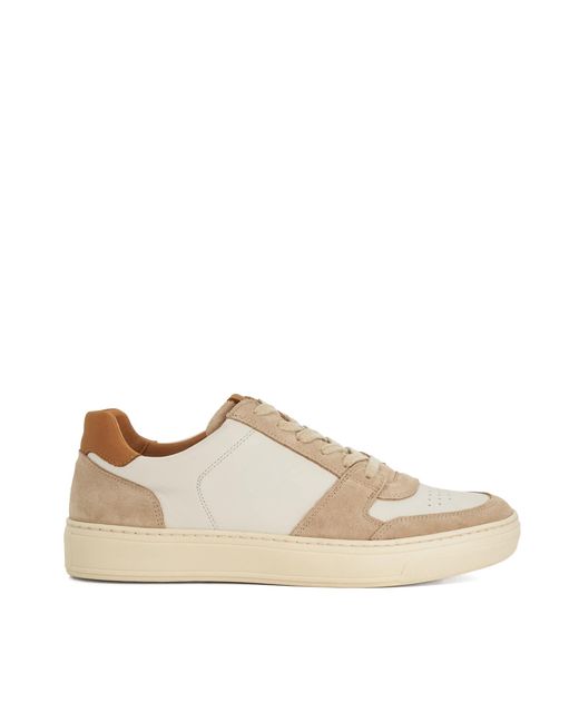 Dune Natural Tawly Leather Cup Sole Trainers for men