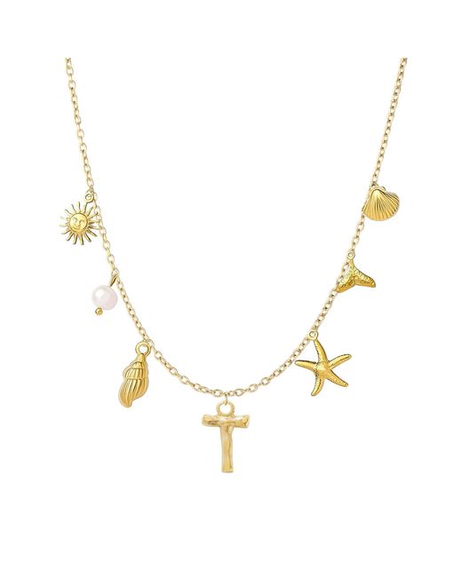 The Jewellery Stockroom Metallic Plated Sea And Initial Life Statement Charm Necklace