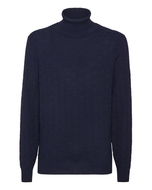 Philipp Plein Schildpadhals Monogram in het Blue voor heren