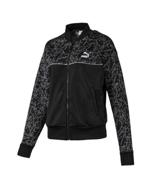 PUMA Black Classics Sweat Jacket Aop Zip Up Track Top 595216 01 Textile