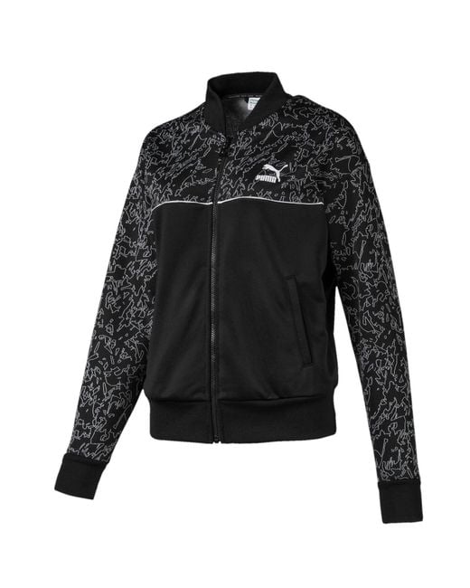 PUMA Black Classics Sweat Jacket Aop Zip Up Track Top 595216 01 Textile