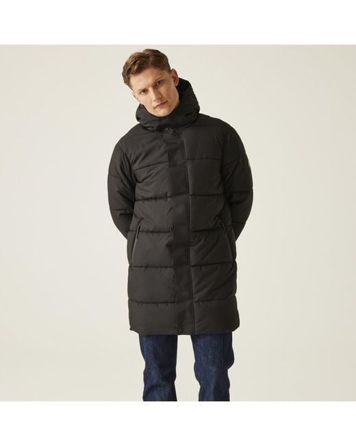 Regatta Black Hayleyn Longline Outdoor Walking Hiking Padded Jacket Coat for men