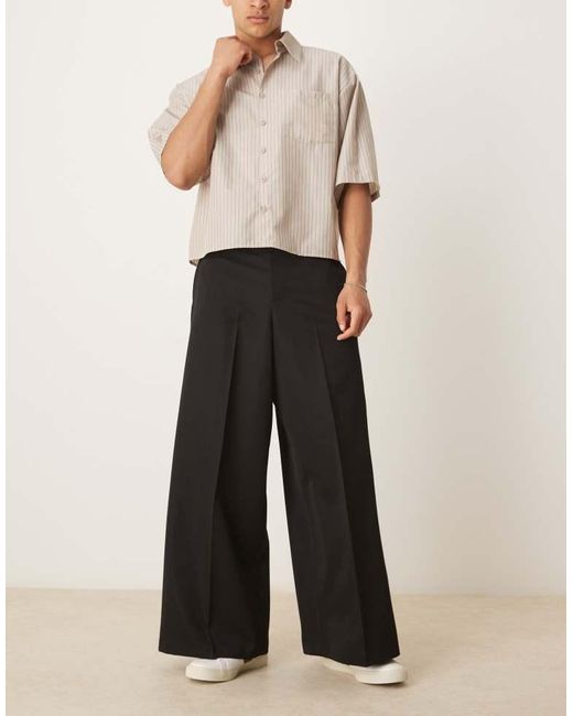 ASOS White Smart Extreme Wide Leg Trousers With Front Pleat for men