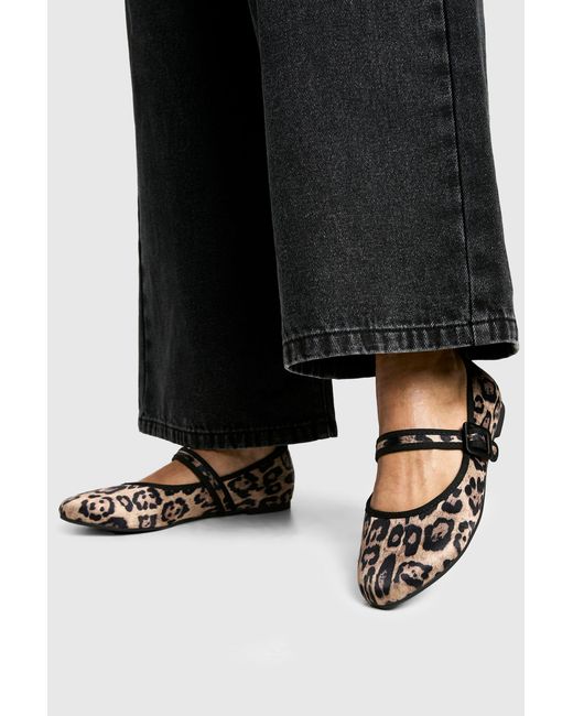 Boohoo Black Wide Fit Round Toe Satin Ballet Flats