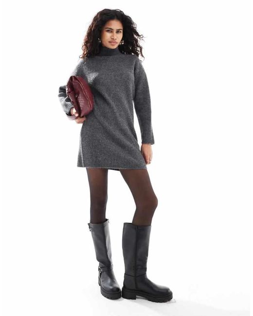 Pimkie Black High Neck Knitted Mini Jumper Dress