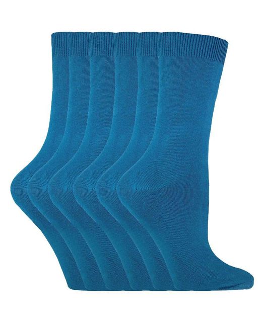 Sock Snob Set Van 6 Effen, Casual Katoenen Sokken in het Blue