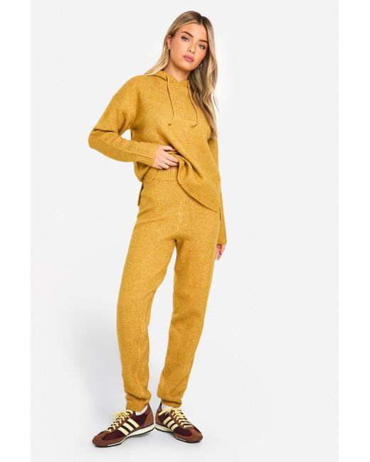 Boohoo Yellow Soft Knit Fine Gauge Tracksiut