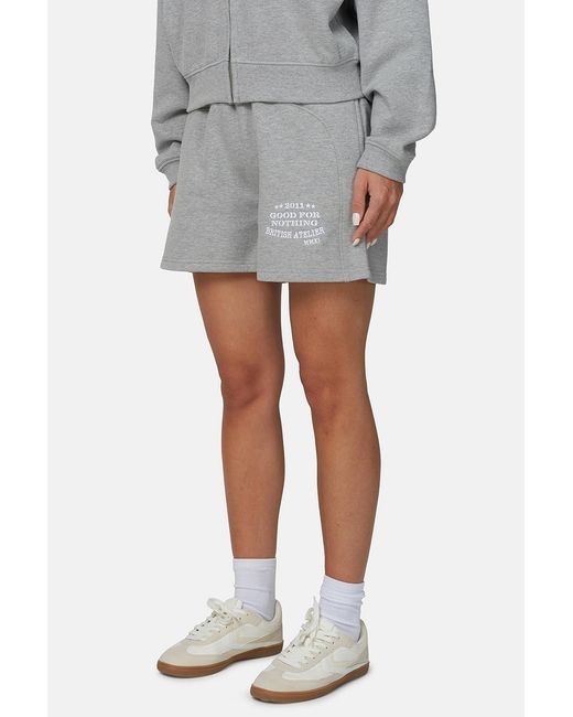 Good For Nothing Gray Baggy Shorts With Embroidered Logo