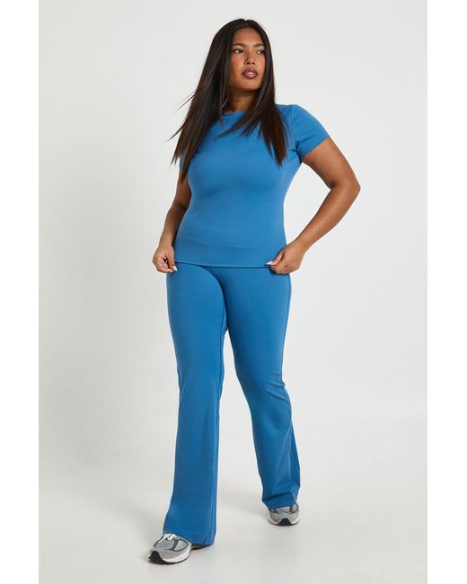 Boohoo Blue Plus Super Soft High Waist Flared Legging