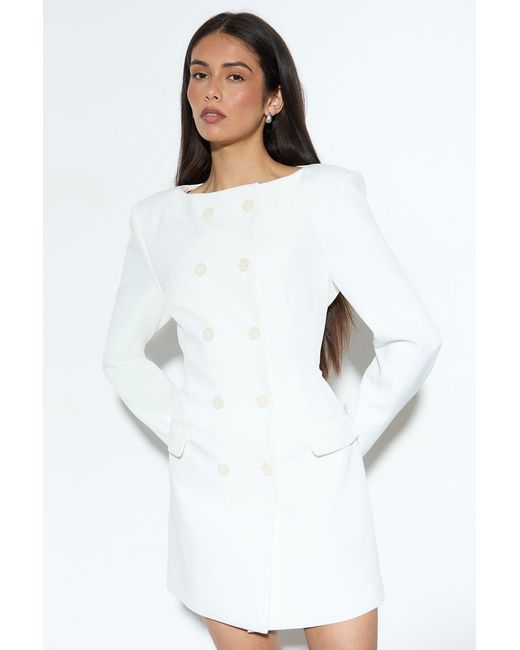 MissPap White Tailored Double Breasted Blazer Dress