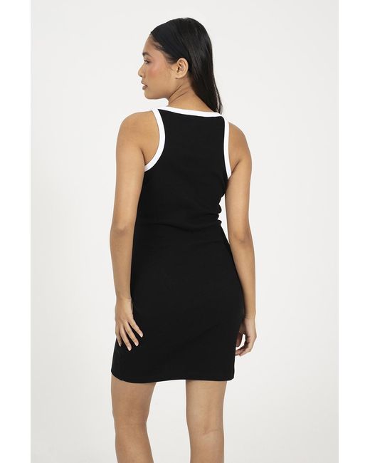 Brave Soul Black Cotton Jersey Contrast Piping Bodycon Mini Dress