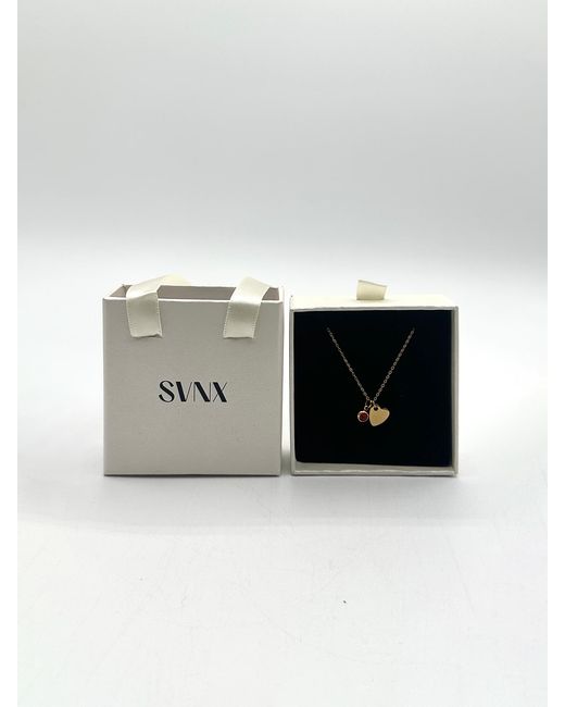 SVNX Metallic Mini Heart & July Birthstone Necklace