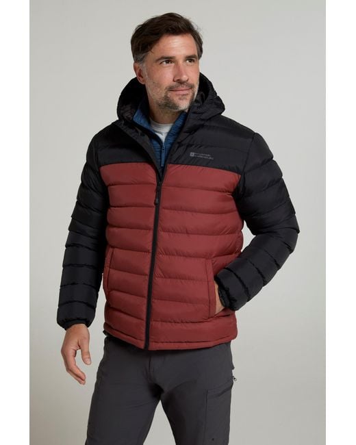 Mountain Warehouse Red 'Season' Padded Jacket With Side Pockets Water Resistant Warm Coat Polyamide for men