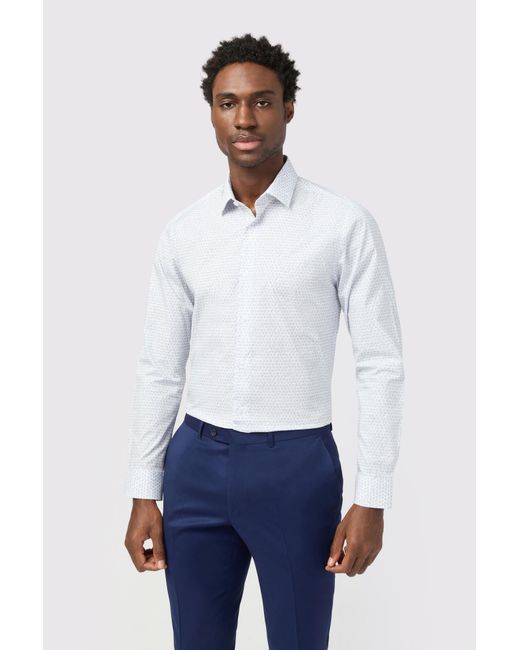 Limehaus White Slim Fit Dandelion Print Shirt for men
