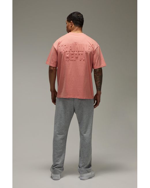 BoohooMAN Pink Training Dept Oversized Embossed T-Shirt for men