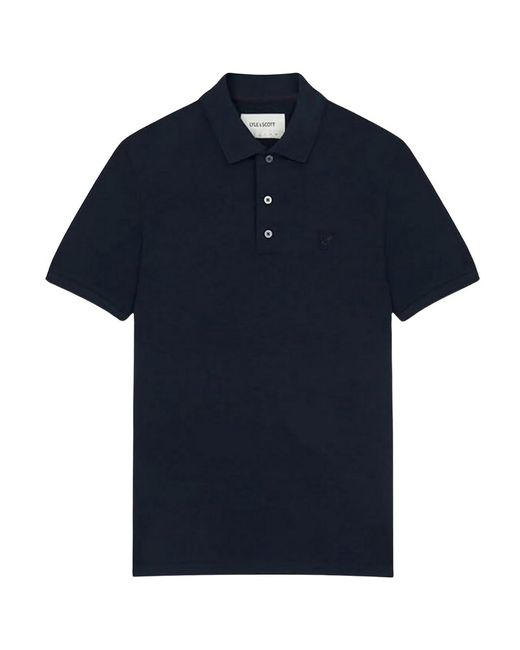 Lyle & Scott Blue Tonal Eagle Polo Shirt Cotton for men